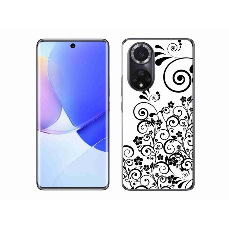 Gélový kryt mmCase na mobil Huawei Nova 9 - čiernobiele kvetinové vzory