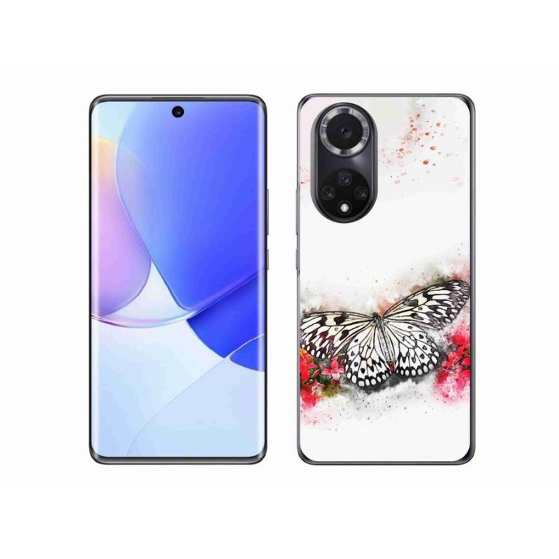 Gélový kryt mmCase na mobil Huawei Nova 9 - čiernobiely motýľ