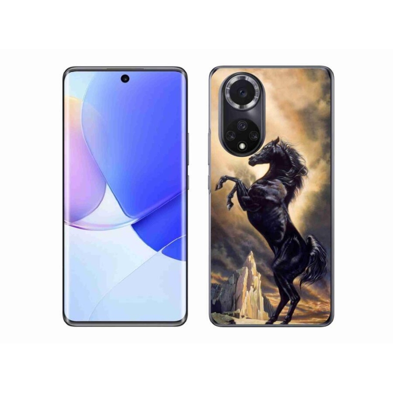 Gélový kryt mmCase na mobil Huawei Nova 9 - čierny kreslený kôň