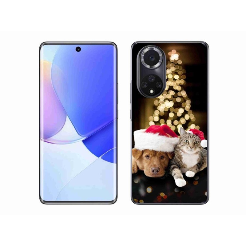 Gélový kryt mmCase na mobil Huawei Nova 9 - vianočný pes a mačka