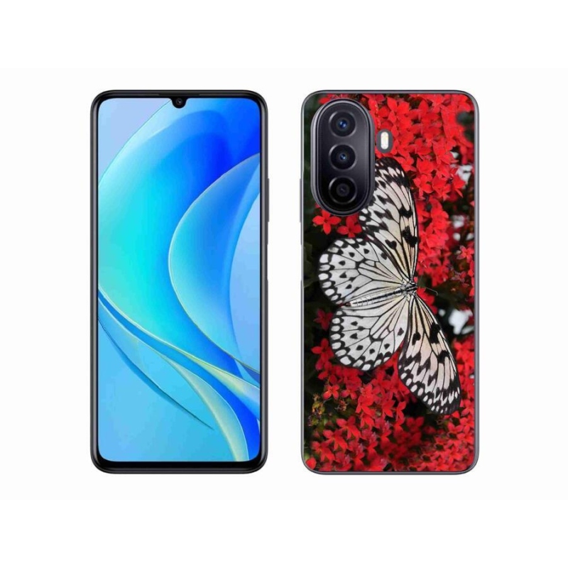 Gélový kryt mmCase na mobil Huawei Nova Y70 - čiernobiely motýľ 1