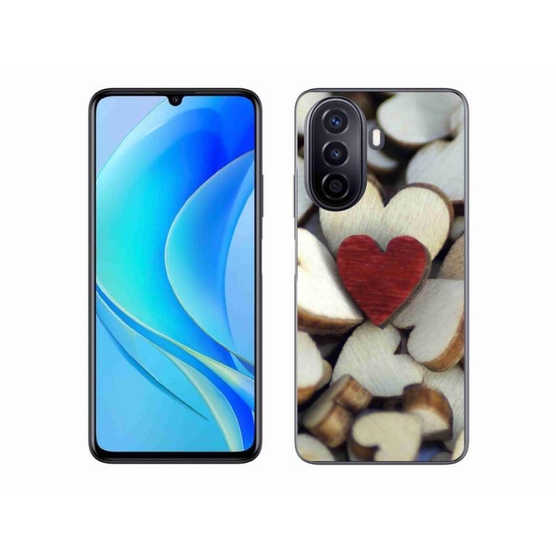 Gélový kryt mmCase na mobil Huawei Nova Y70 - gravírované červené srdce