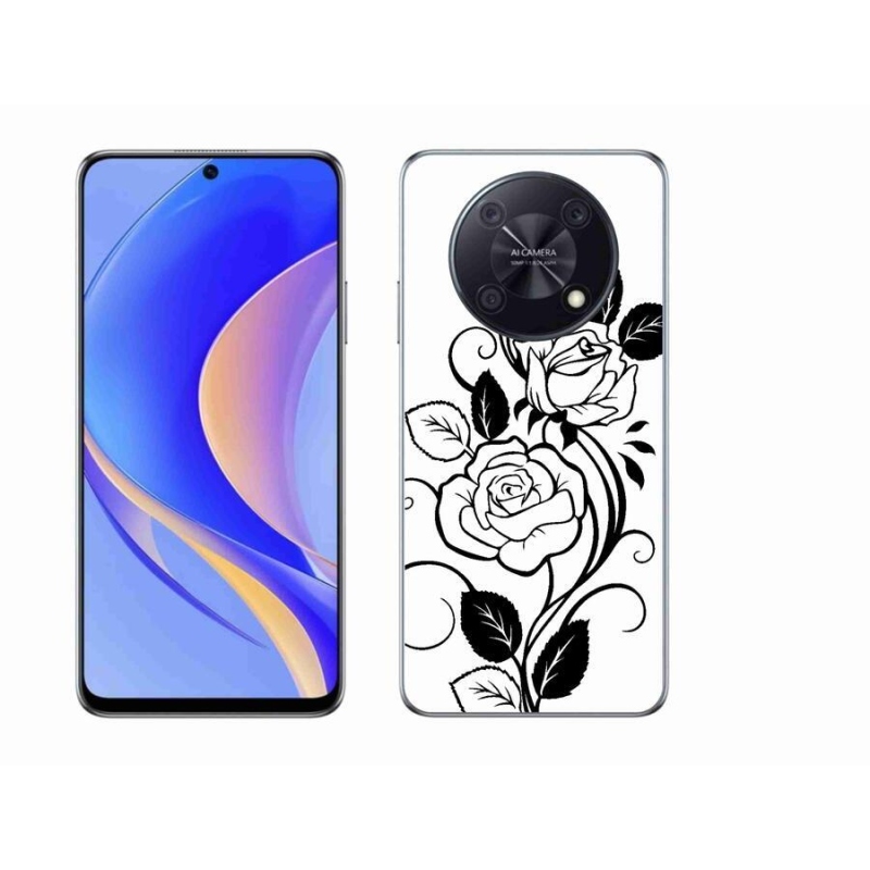 Gélový kryt mmCase na mobil Huawei Nova Y90 - čiernobiela ruža