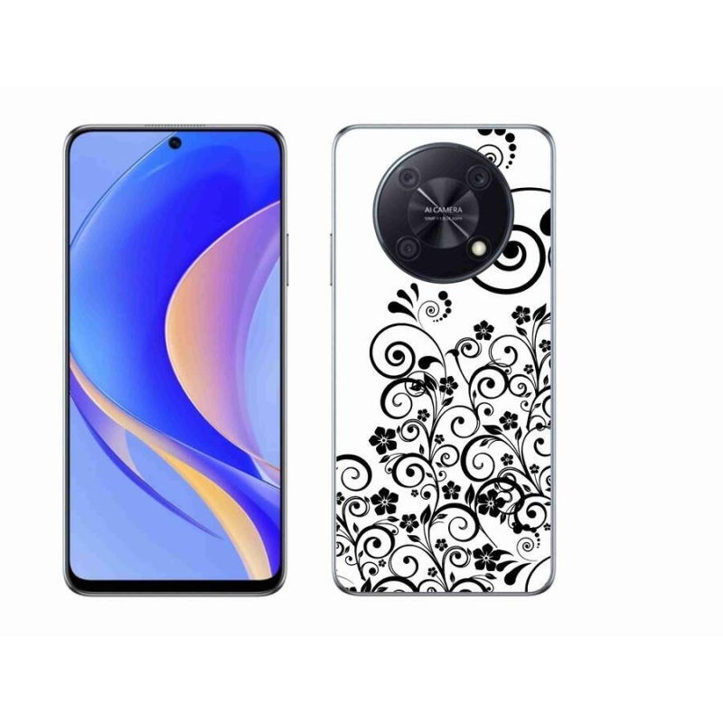 Gélový kryt mmCase na mobil Huawei Nova Y90 - čiernobiele kvetinové vzory