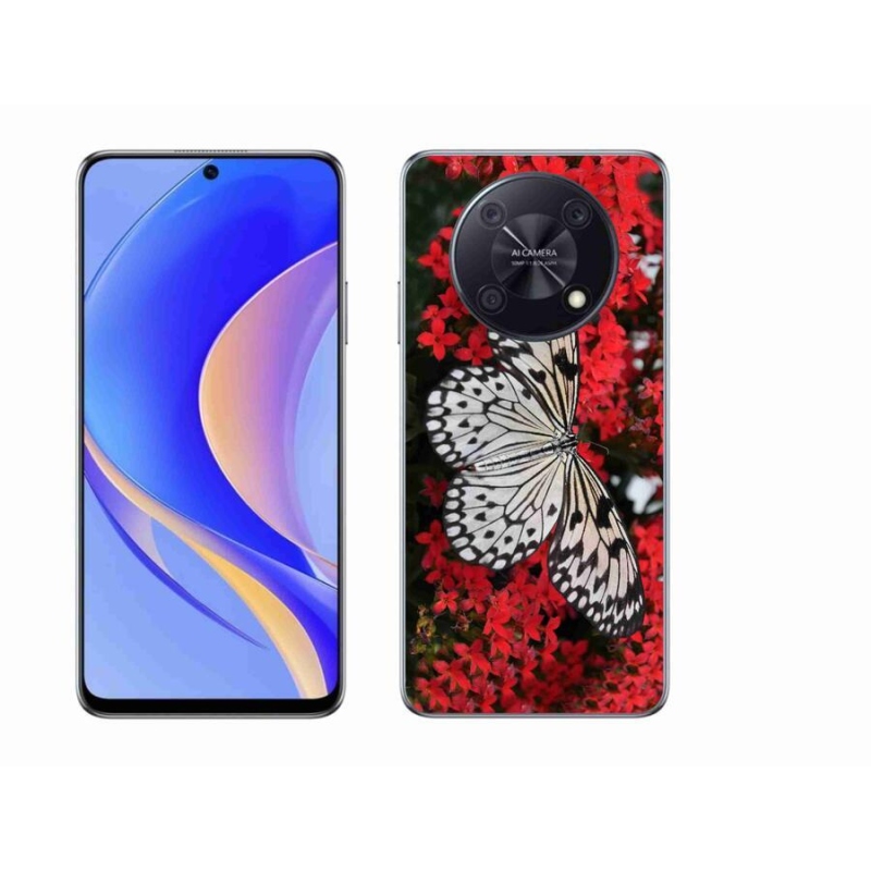 Gélový kryt mmCase na mobil Huawei Nova Y90 - čiernobiely motýľ 1