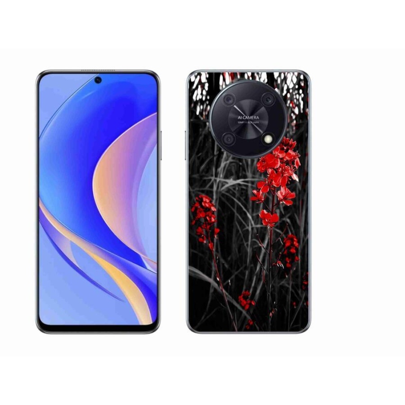 Gélový kryt mmCase na mobil Huawei Nova Y90 - červená rastlina