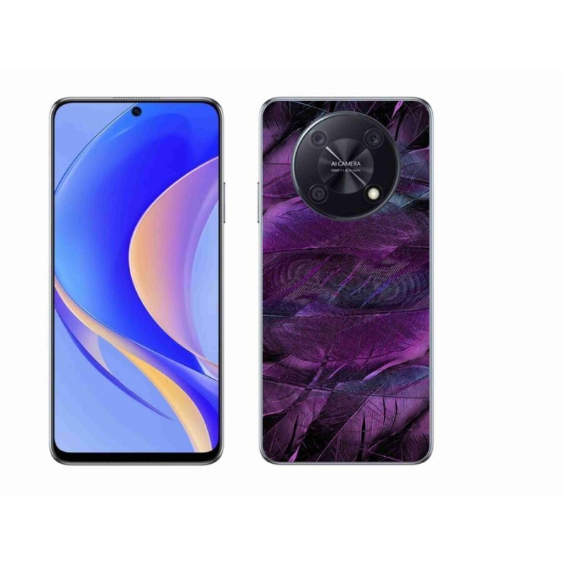 Gélový kryt mmCase na mobil Huawei Nova Y90 - fialové pierka