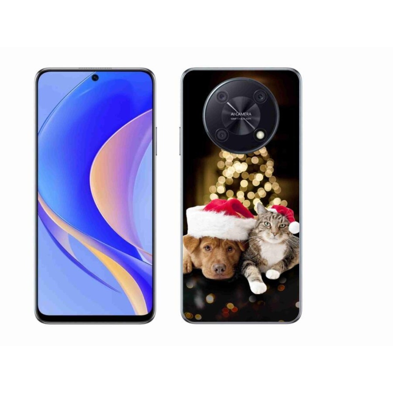 Gélový kryt mmCase na mobil Huawei Nova Y90 - vianočný pes a mačka