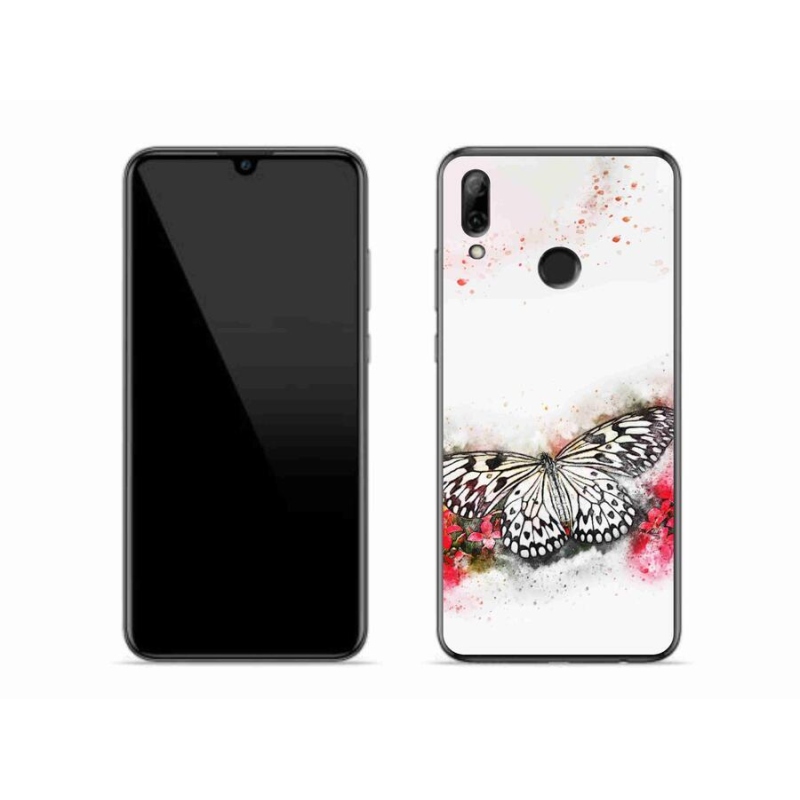 Gélový kryt mmCase na mobil Huawei P Smart (2019) - čiernobiely motýľ