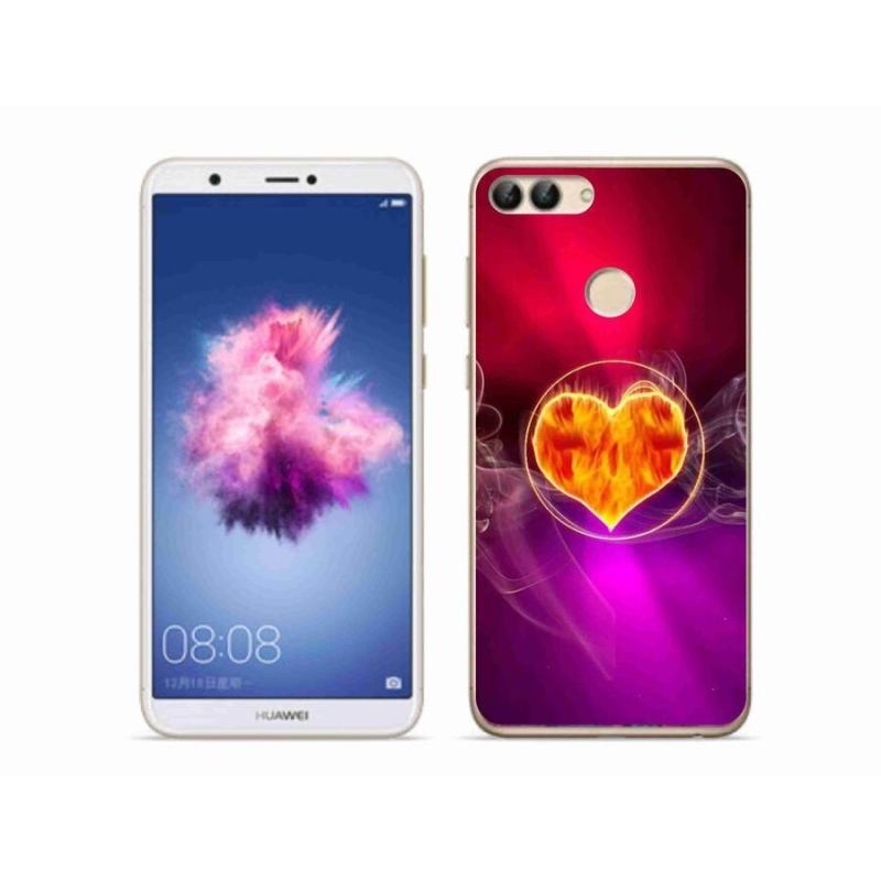 Gélový kryt mmCase na mobil Huawei P Smart - ohnivé srdce