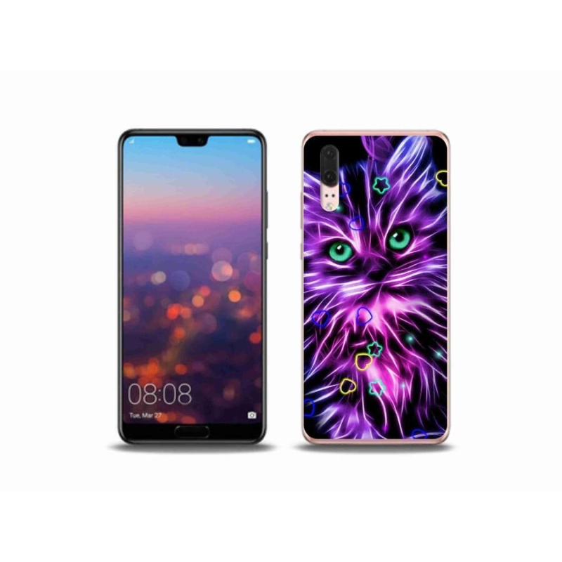 Gélový kryt mmCase na mobil Huawei P20 - abstraktná mačka