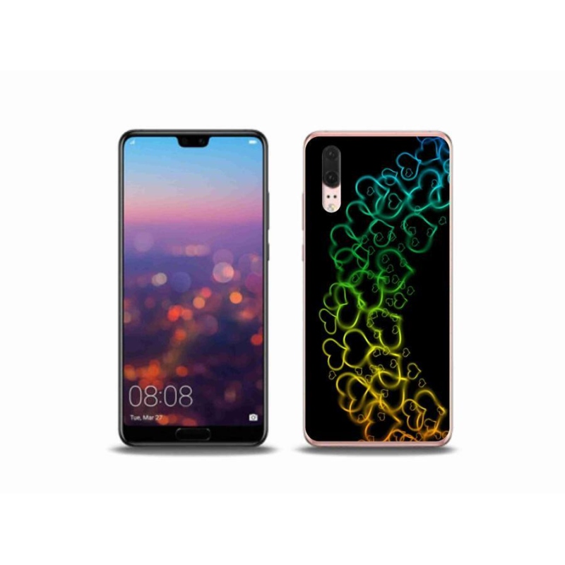 Gélový kryt mmCase na mobil Huawei P20 - farebná srdiečka