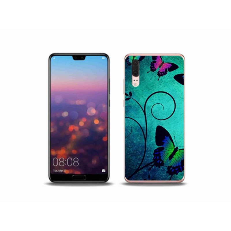 Gélový kryt mmCase na mobil Huawei P20 - farebné motýle