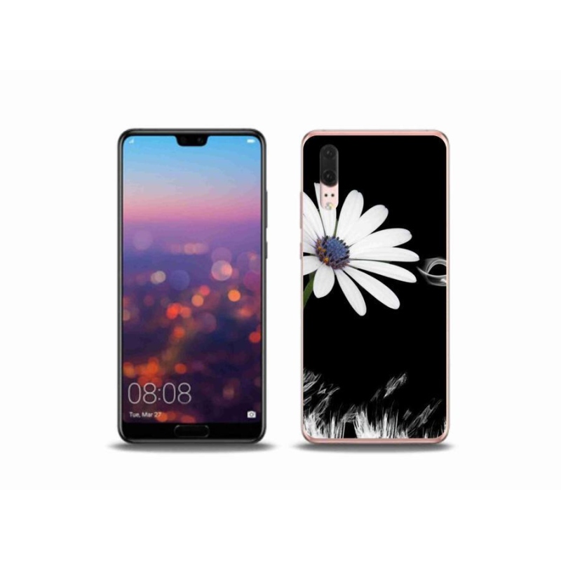 Gélový kryt mmCase na mobil Huawei P20 - biela kvetina