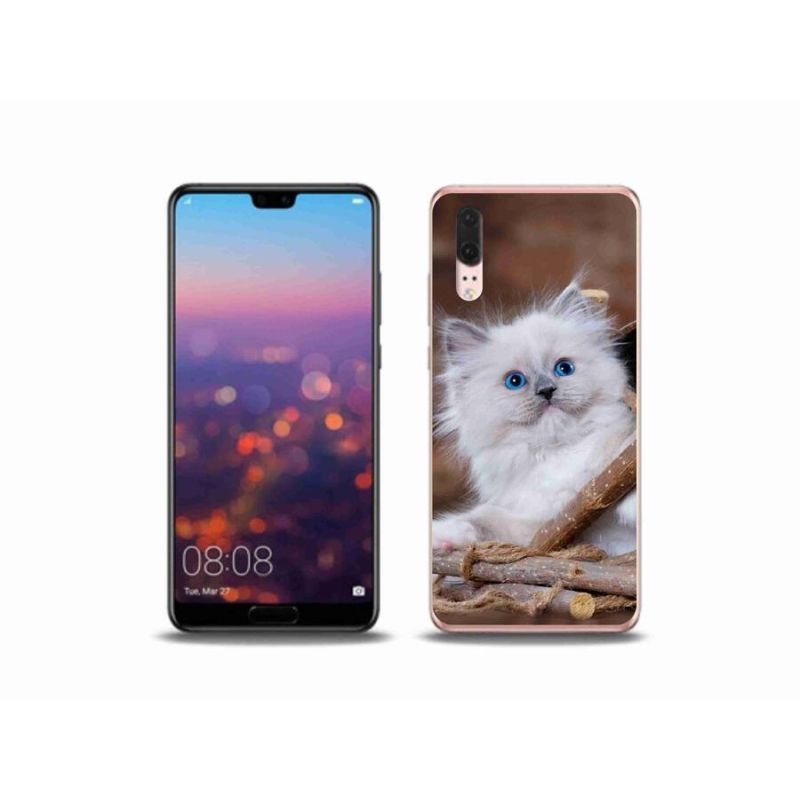 Gélový kryt mmCase na mobil Huawei P20 - biele mačiatko