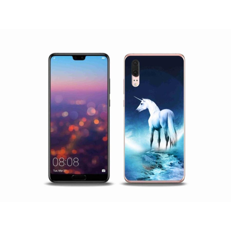 Gélový kryt mmCase na mobil Huawei P20 - biely jednorožec