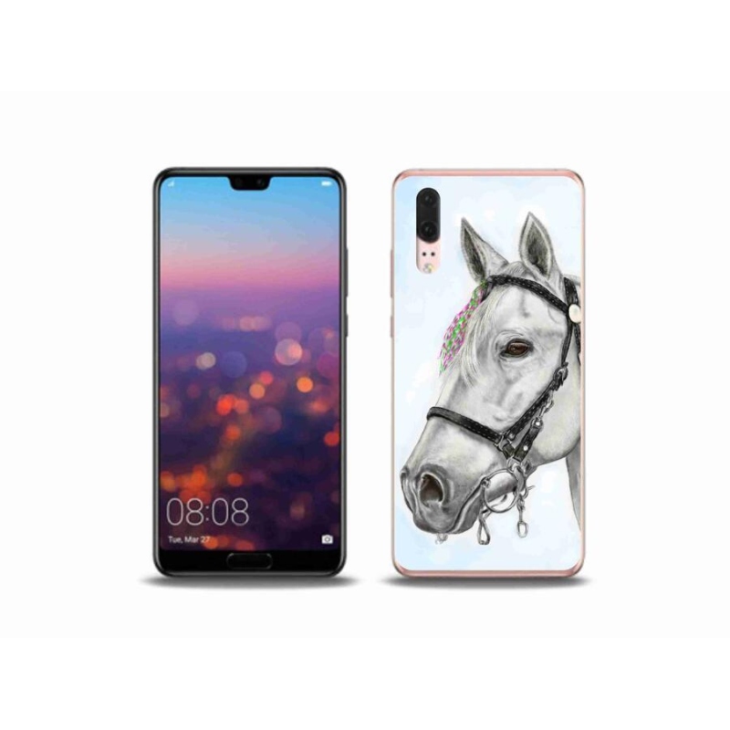 Gélový kryt mmCase na mobil Huawei P20 - biely kôň 1