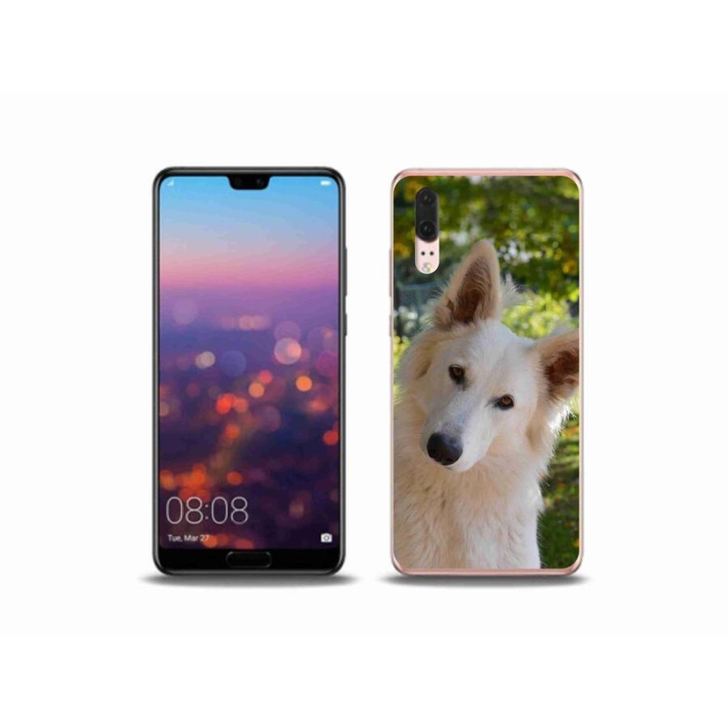 Gélový kryt mmCase na mobil Huawei P20 - biely švajčiarsky ovčiak 1