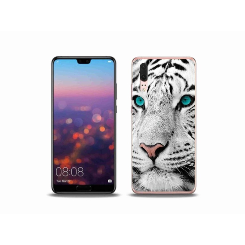 Gélový kryt mmCase na mobil Huawei P20 - biely tiger