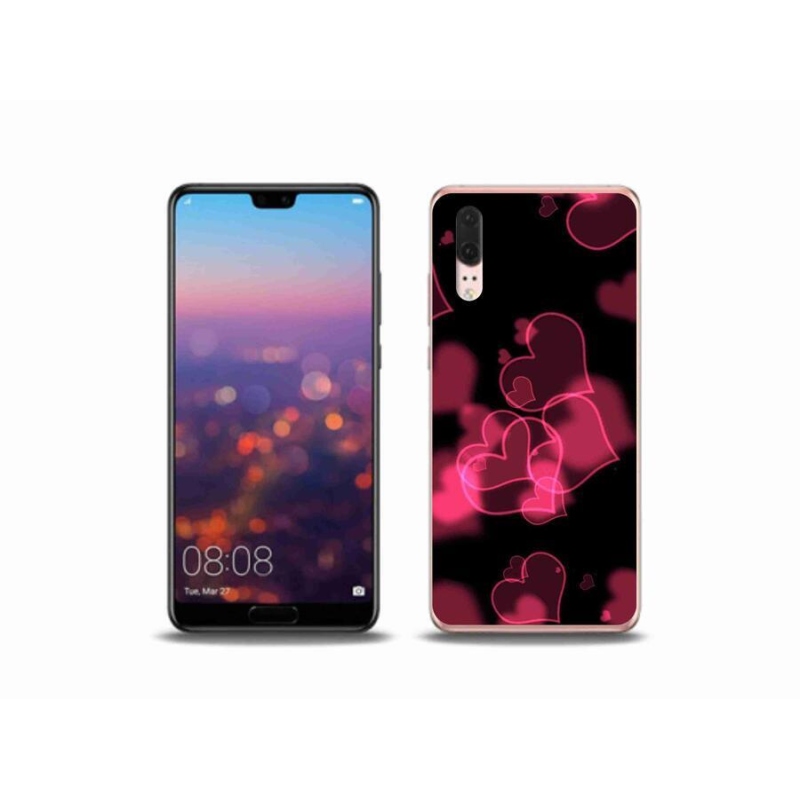 Gélový kryt mmCase na mobil Huawei P20 - červené srdiečka