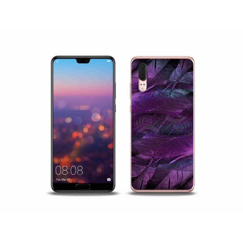 Gélový kryt mmCase na mobil Huawei P20 - fialová pierka