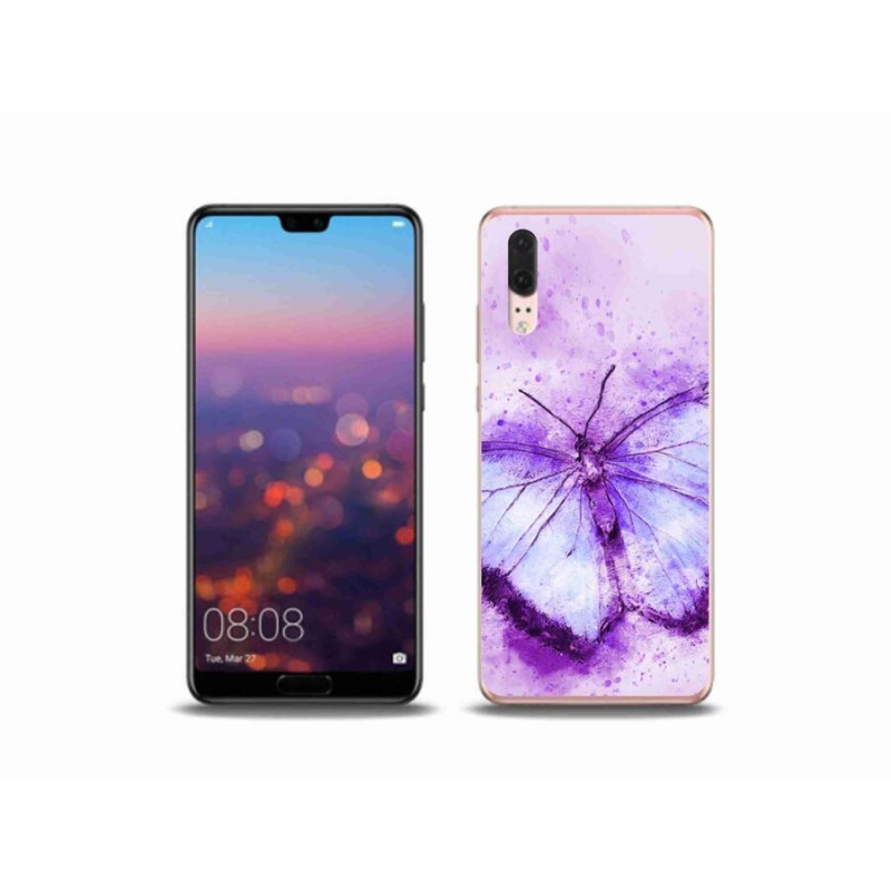 Gélový kryt mmCase na mobil Huawei P20 - fialový motýľ