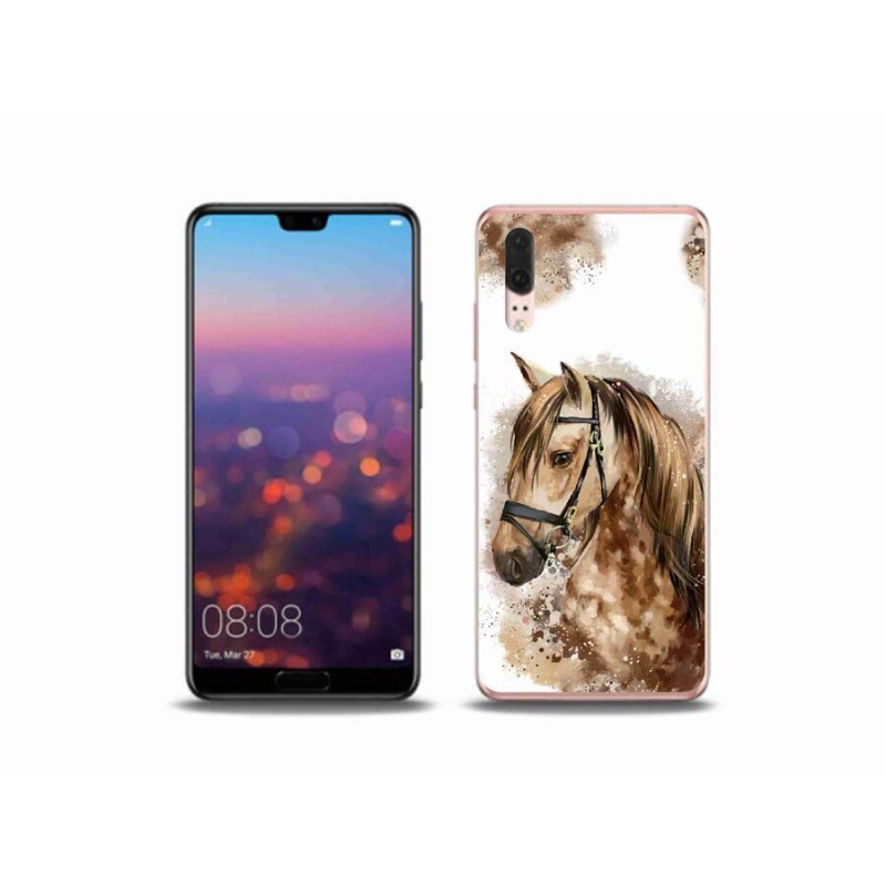 Gélový kryt mmCase na mobil Huawei P20 - hnedý kreslený kôň