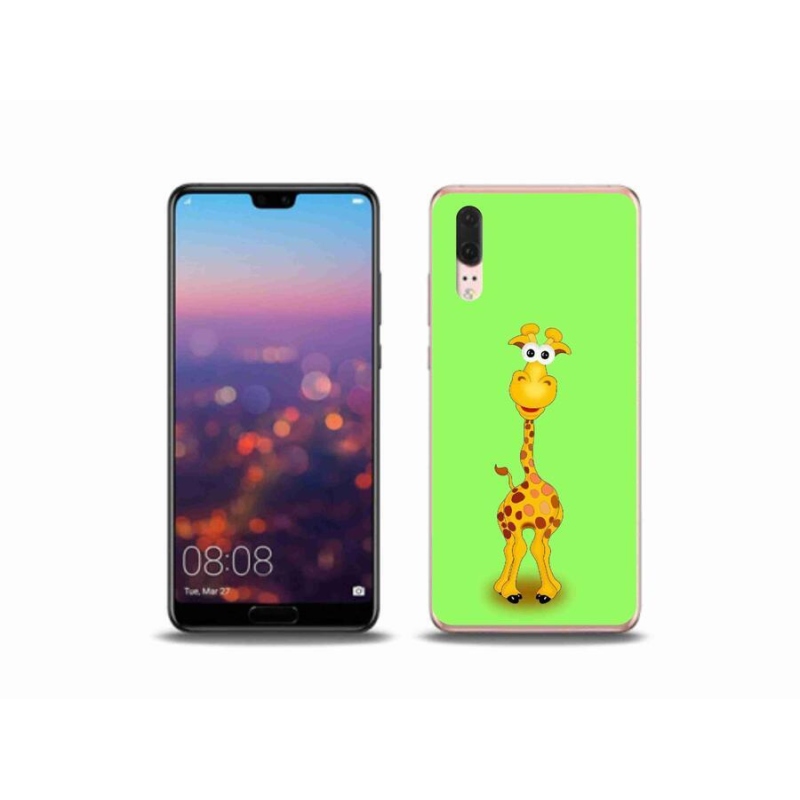 Gélový kryt mmCase na mobil Huawei P20 - kreslená žirafa