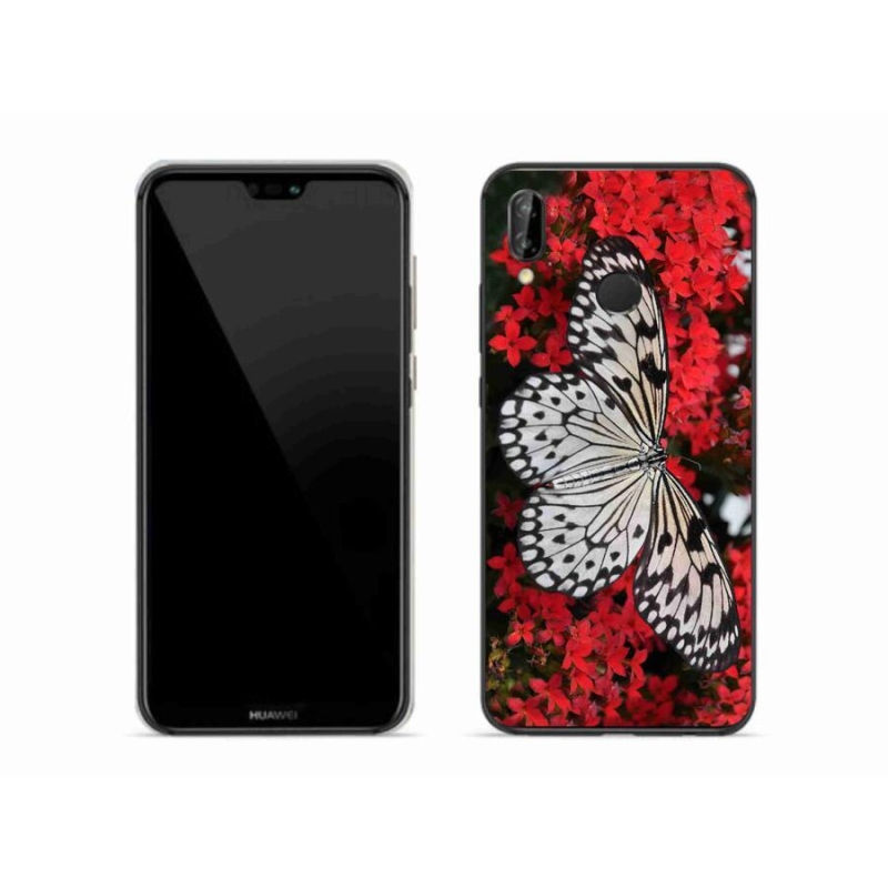 Gélový kryt mmCase na mobil Huawei P20 Lite - čiernobiely motýľ 1