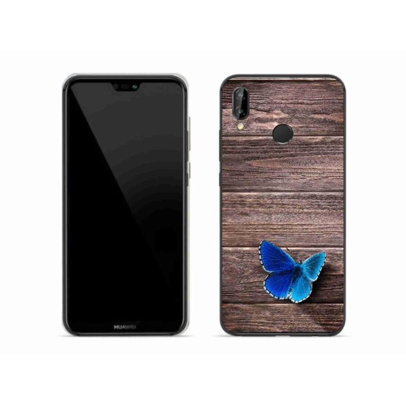 Gélový kryt mmCase na mobil Huawei P20 Lite - modrý motýľ 1