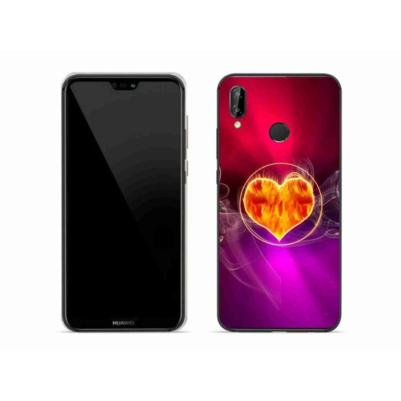 Gélový kryt mmCase na mobil Huawei P20 Lite - ohnivé srdce