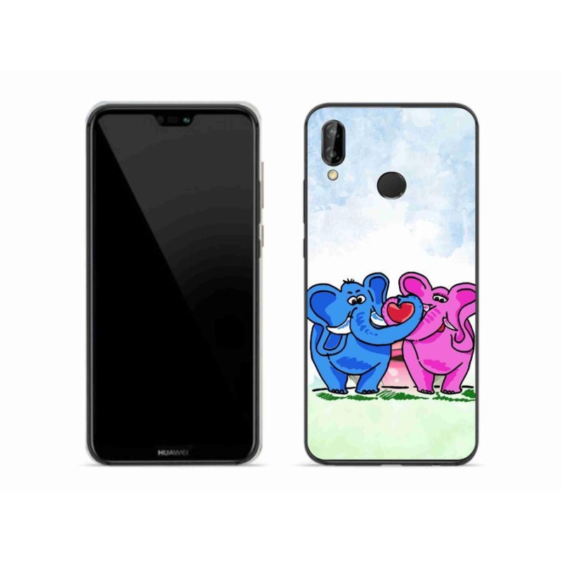 Gélový kryt mmCase na mobil Huawei P20 Lite - zamilovaní slony