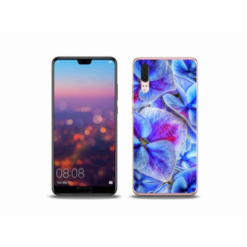 Gélový kryt mmCase na mobil Huawei P20 - modré kvety 1