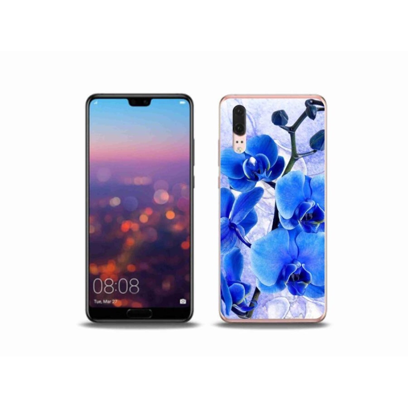 Gélový kryt mmCase na mobil Huawei P20 - modré kvety