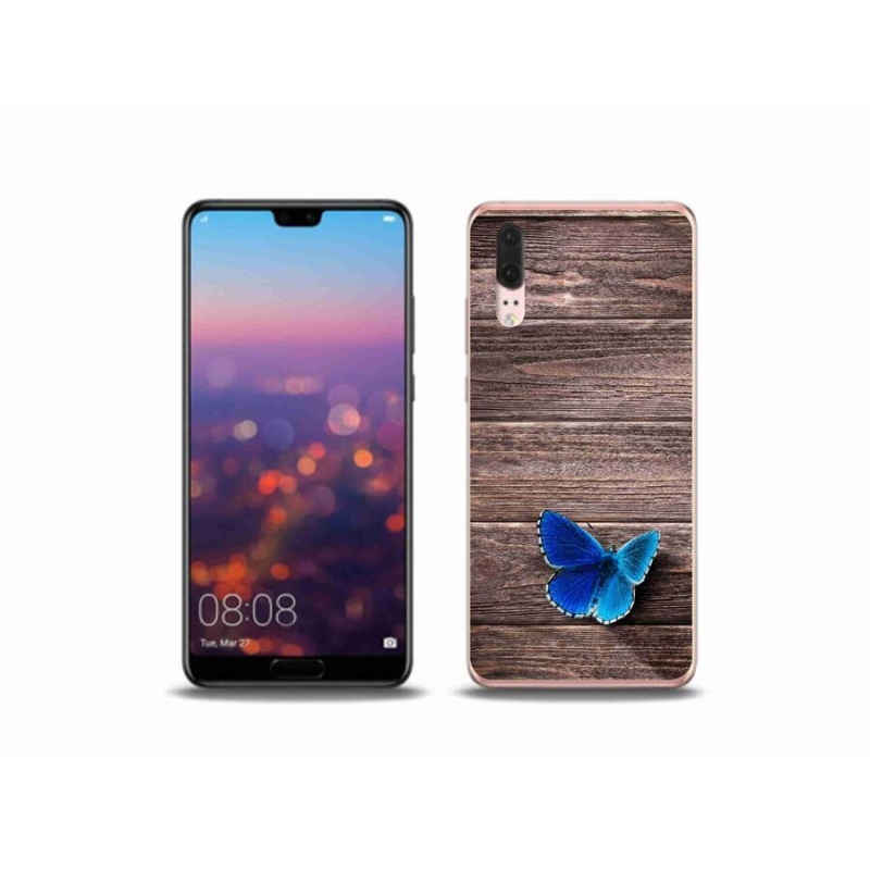 Gélový kryt mmCase na mobil Huawei P20 - modrý motýľ 1