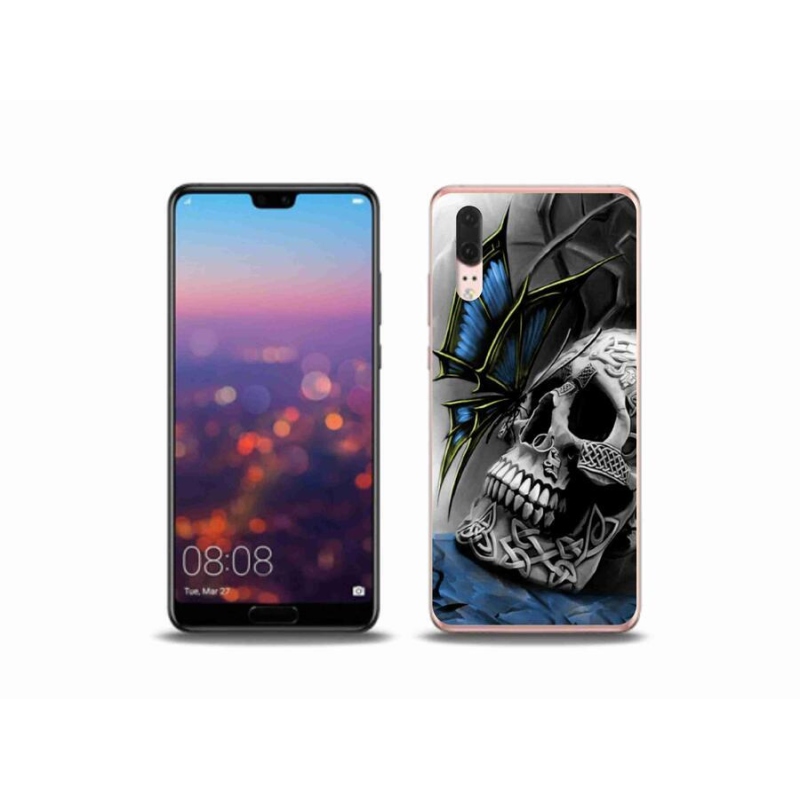 Gélový kryt mmCase na mobil Huawei P20 - motýľ a lebka