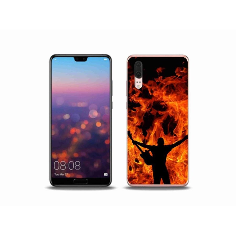 Gélový kryt mmCase na mobil Huawei P20 - muzikant a oheň