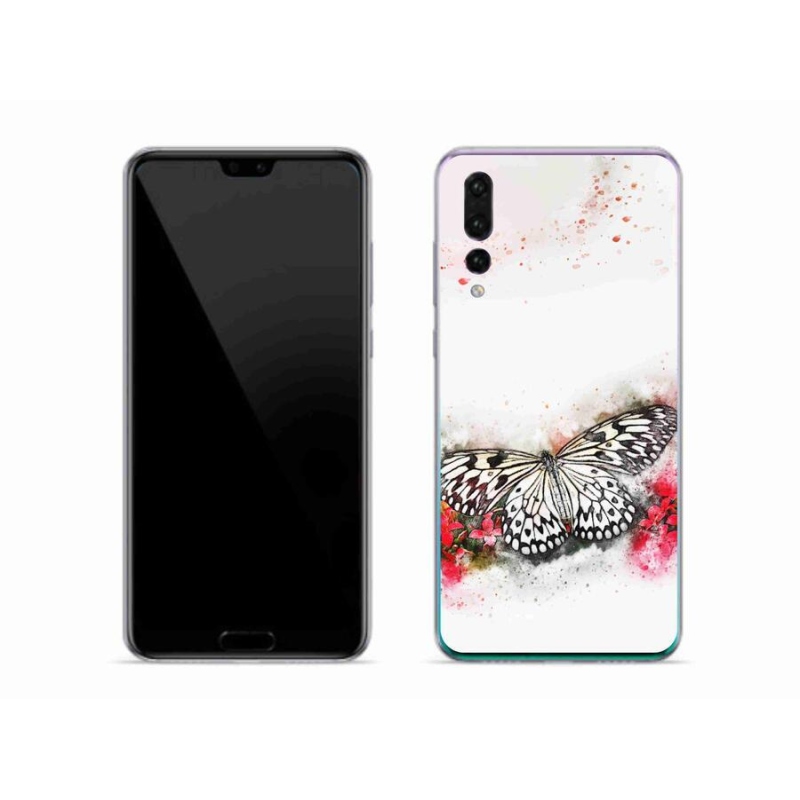 Gélový kryt mmCase na mobil Huawei P20 Pro - čiernobiely motýľ