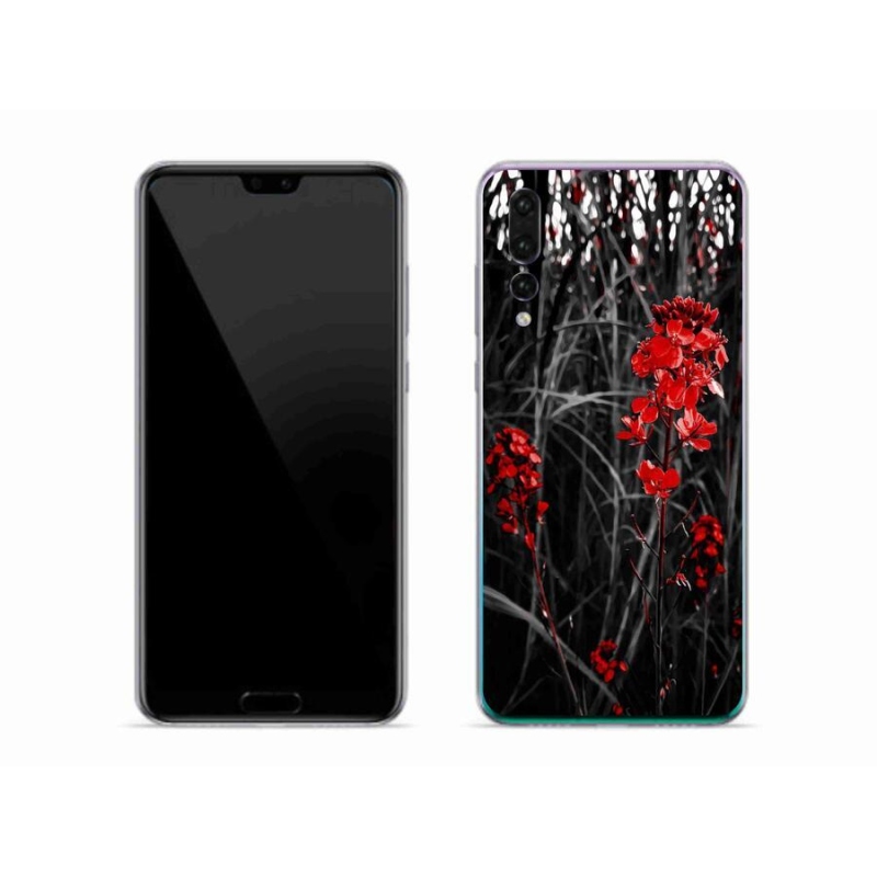 Gélový kryt mmCase na mobil Huawei P20 Pro - červená rastlina