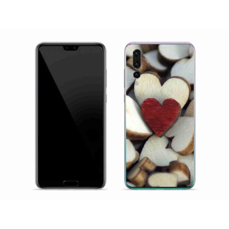 Gélový kryt mmCase na mobil Huawei P20 Pro - gravírované červené srdce