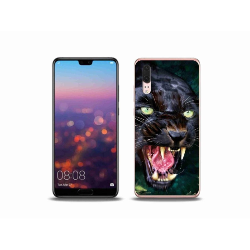 Gélový kryt mmCase na mobil Huawei P20 - rozzúrený čierny panter