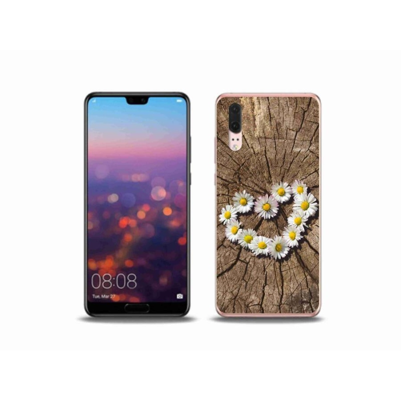 Gélový kryt mmCase na mobil Huawei P20 - srdce z margaréty