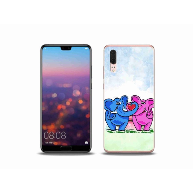 Gélový kryt mmCase na mobil Huawei P20 - zamilovaní slony