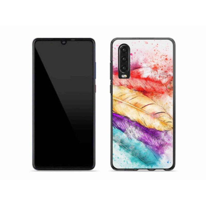 Gélový kryt mmCase na mobil Huawei P30 - farebné perie