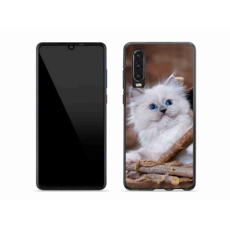 Gélový kryt mmCase na mobil Huawei P30 - biele mačiatko