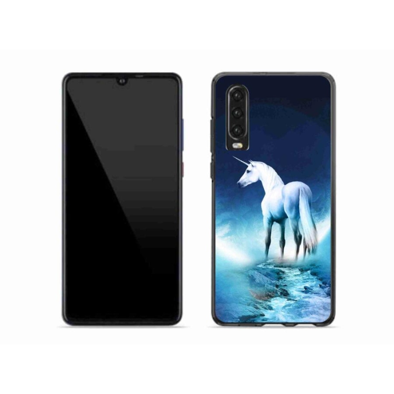 Gélový kryt mmCase na mobil Huawei P30 - biely jednorožec