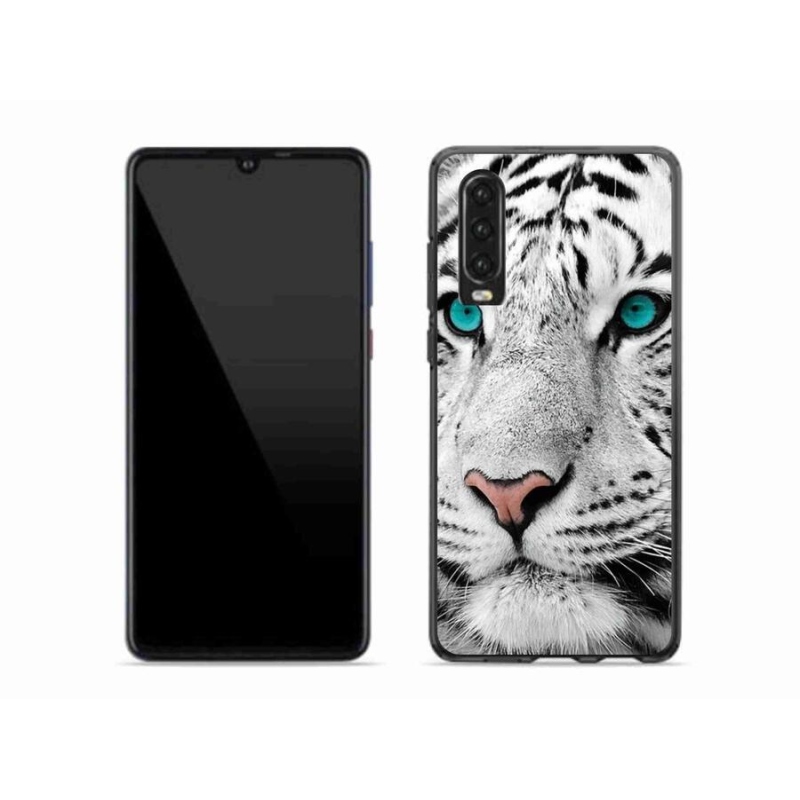 Gélový kryt mmCase na mobil Huawei P30 - biely tiger