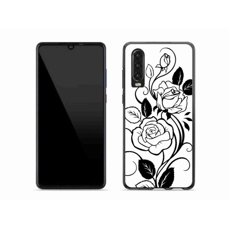 Gélový kryt mmCase na mobil Huawei P30 - čiernobiela ruža