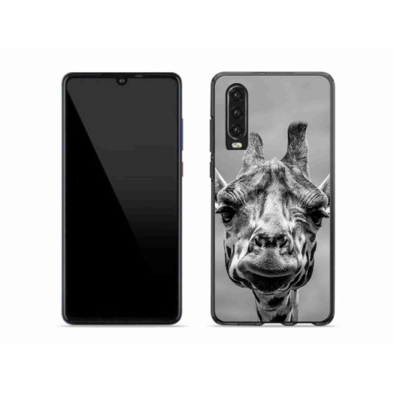 Gélový kryt mmCase na mobil Huawei P30 - čiernobiela žirafa