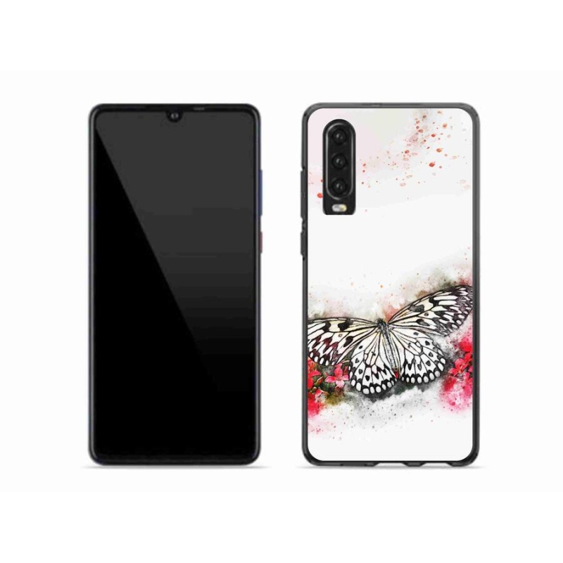 Gélový kryt mmCase na mobil Huawei P30 - čiernobiely motýľ